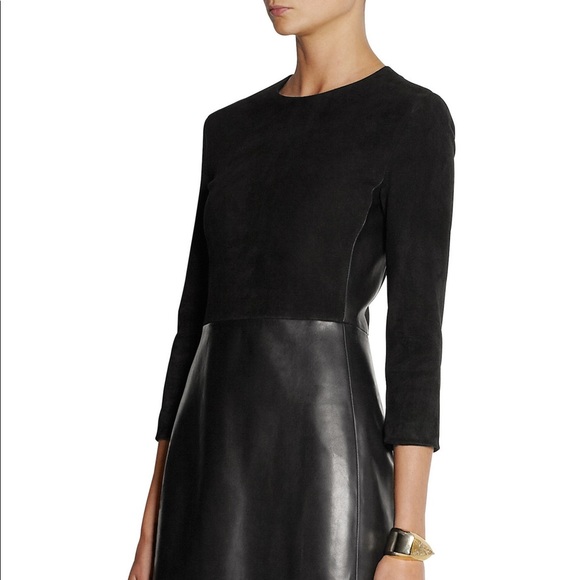 THE ROW Frehnah Suede Leather Long Sleeve Dress 8 - Picture 3 of 7
